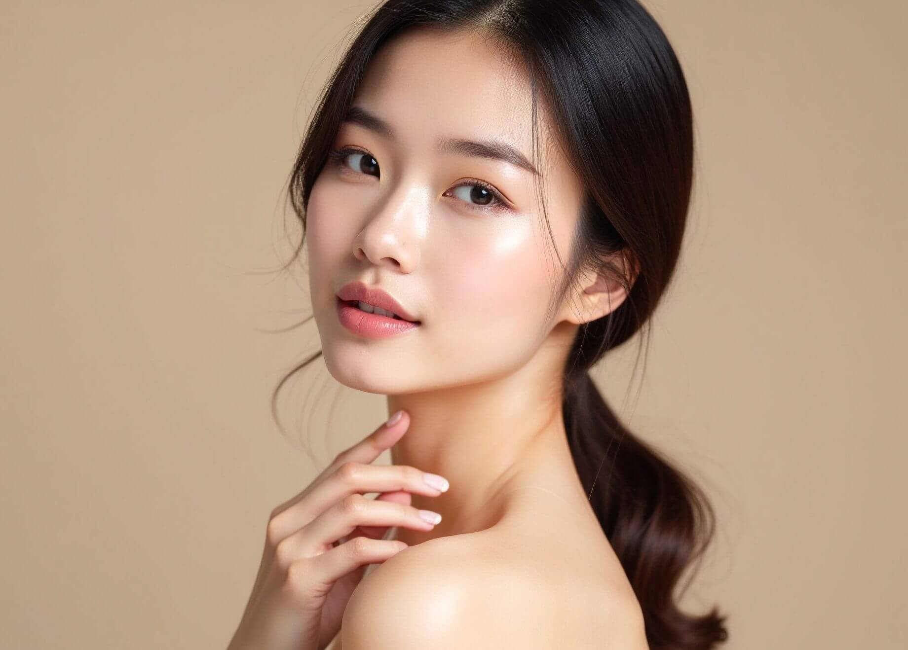 Natural Elegance Young Asian Woman with Flawless Skin
